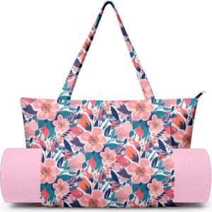 Yoga Mat Carrier Gym Tote Bag - Large Mat Pocket, Women's Workout Bag
